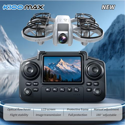 K100 Mini Drone, Screen Controller, 2 Batteries, Suitable for Beginner. - color: 2 batteries - White
