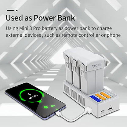 Hanatora LCD Parallel Charger with Storage Charge,Discharge for DJI Mini 4 3 Pro Battery,Two-Way Charging Hub,Fast Charge Three Batteries Drone Accessories