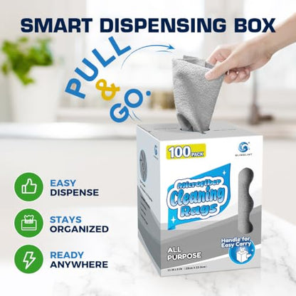 GLIMGLINT Microfiber Cleaning Cloth 100 Pack, Reusable Paper Towels 11 x 9 - color: Grey