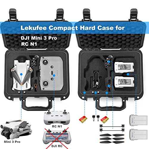 Lekufee Small Waterproof Hard Case for DJI Mini 3 Pro/3 Drone Accessories (Case Only, Not for DJI RC)