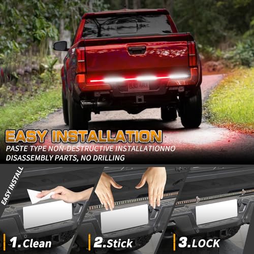 XRIDONSEN 48 inch Red White Tailgate Strobe Lights 288 LED Lights Strip - color: Red/White