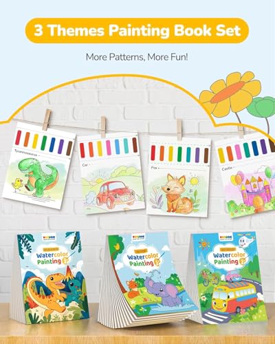 TECJOE 3 Pack Paint with Water Books, Kids Watercolor Activity Set - color: Traffic & Forest & Dinosaur