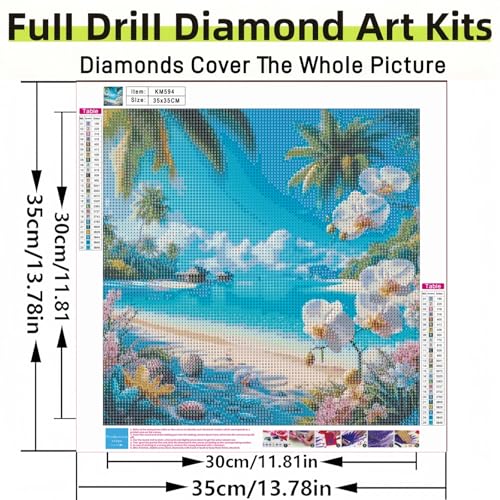 Tropical Beach Diamond Painting Kit for Adults,Gem Art for Beginners - color: KM594-1