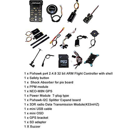 Pixhawk PX4 PIX 2.4.8 Flight Controller NEO-M8N GPS 3DR 915Mhz Radio Telemetry Set OSD Module PPM Module I2C Splitter Expand Module Power Module for FPV Quadcopter Multirotor …