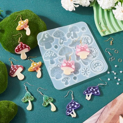 Elecrelive Cute Mushroom Earring Molds Colorful DIY UV Epoxy Resin Casting - color: Clear-Mushroom