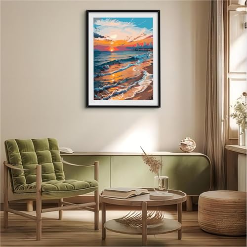 QUITEDEW Paint by Numbers Kits for Adults Seaside,16x20 Inch - color: B1-sunset