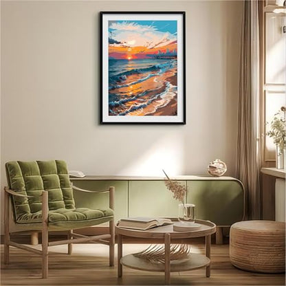 QUITEDEW Paint by Numbers Kits for Adults Seaside,16x20 Inch - color: B1-sunset