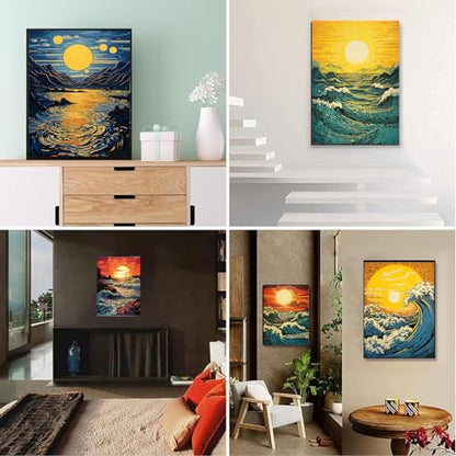 DOTSOPS 6 Pack Great Wave Diamond Painting Kits for Adults Painting Kit - color: Sunset