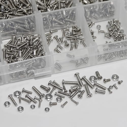 1110Pcs Metric Micro Screws & Nuts Kit, M1 M1.2 M1.4 M1.6 M2 M2.5 - size: M1/1.2/1.4/1.6/2/2.5-1110 Pcs