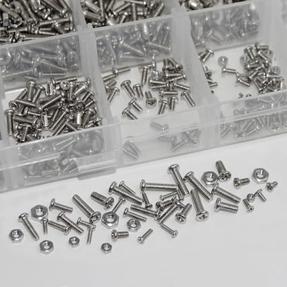 1110Pcs Metric Micro Screws & Nuts Kit, M1 M1.2 M1.4 M1.6 M2 M2.5 - size: M1/1.2/1.4/1.6/2/2.5-1110 Pcs
