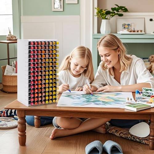 SANFURNEY Art Marker Storage Rack for 120 Markers - size: Rack for 120 Markers - White