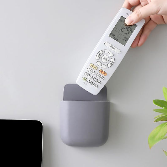 Remote Control Holders with Charging Port, Wall Mount Storage Box Case Organizer, Self Adhesive Pen Container Small Items Caddy Stand, Multipurpose Bracket for Home Office School Grey - color: grey