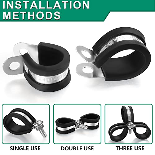 OURU 1/2 Inch Cable Clamps, Rubber Coated Insulated Clamps, 30pcs, 13mm - size: 30pcs - 1/2"
