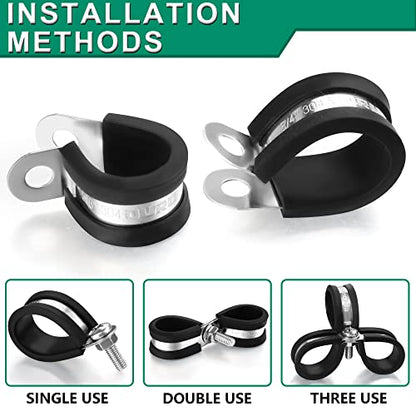 OURU 1/2 Inch Cable Clamps, Rubber Coated Insulated Clamps, 30pcs, 13mm - size: 30pcs - 1/2"