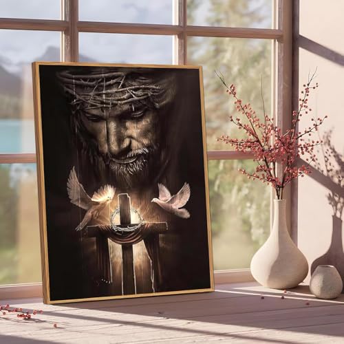 Jesus Paint by Numbers Kit for Adults Framed Canvas 12X16 in, Frameworkless - color: YH02812