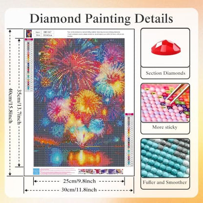 5D Colorful Fireworks Diamond Art kits for Adults Beginners 12x16inch - color: KM1347-1