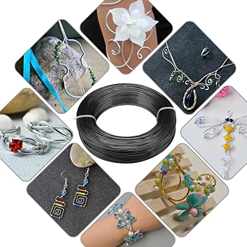 Aluminum Wire, 100 Feet 12 Gauge Bendable Anodized Metal Wire for Sculpting and Jewelry Making - size: 2mm, style: Black