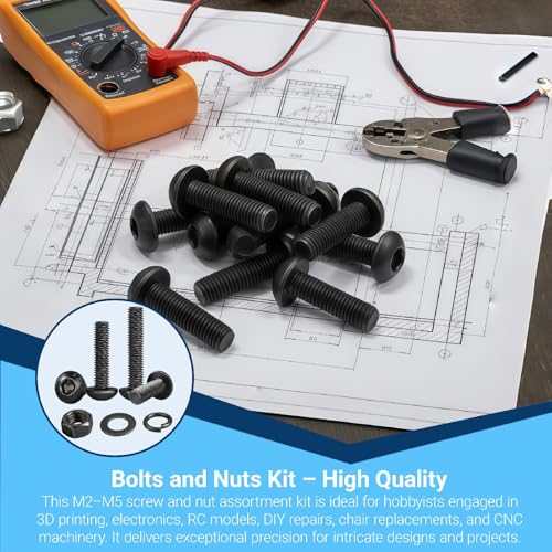 12.9 Grade Alloy Steel M2 M3 M4 M5 Hex Button Head Screw Kit - color: 3360 M2/M3/M4/M4 Button