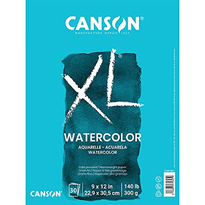 Canson XL Series Watercolor Paper Pad, 9" x 12", 30 Sheets/Pad, 3 Pads