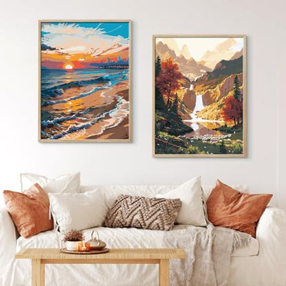 QUITEDEW 2 Pack Paint by Number Kit for Adults Mountain11.8x15.7 Inch - color: D4-scenery
