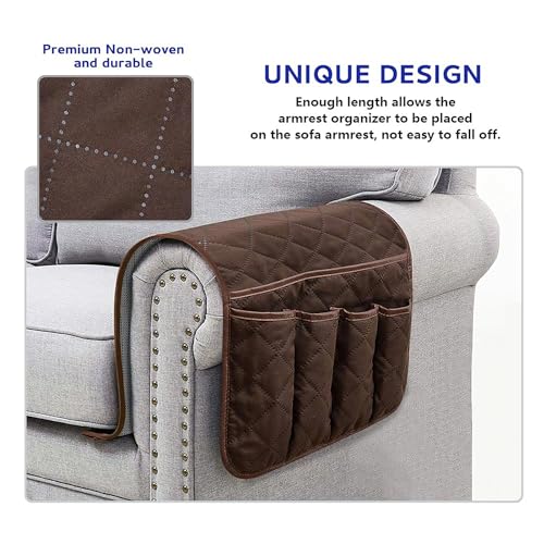 Armchair Caddy for Recliner, Non Slip Sofa Arm Organizer, Dark Brown - color: Dark Brown
