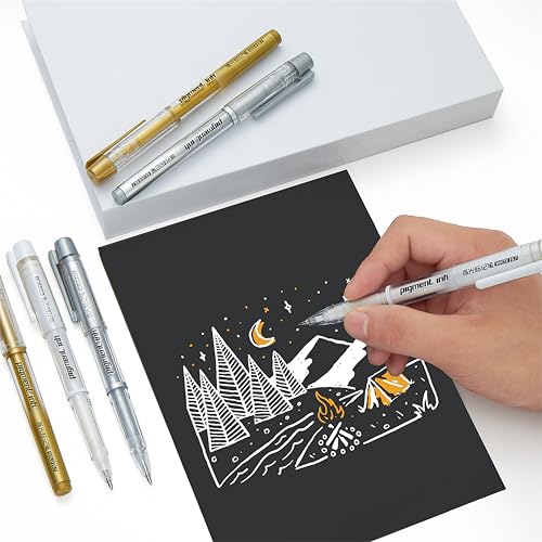 Qionew 3 Colors Gel Pen Set, 6 Pack, 0.7mm Fine Point White Gel Ink Pens