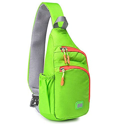 Peicees Small Sling Backpack Waterproof Unisex Shoulder Bag Chest Crossbody Daypack - color: Fluorescent Green, size: Medium