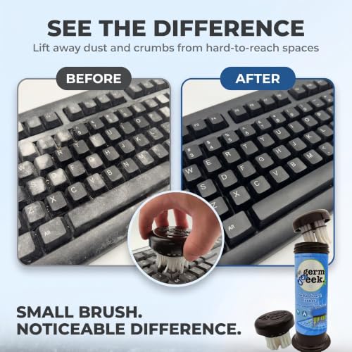 Germ Geek Keyboard & Electronics Cleaning Kit | Patented Precision Brush | Multi-Purpose Tool for Laptop Phone & AirPods | USA-Made, Eco-Friendly & Safe Computer Cleaner - size: 1