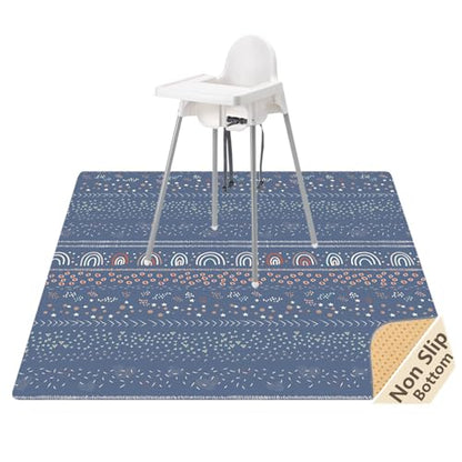 Splat Mat for Under High Chair, Waterproof Washable High Chair Floor Mat - color: Rainbow
