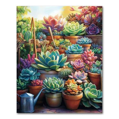 ICYANART Succulent Paint by Numbers Kit for Adults Beginner Plant Lover - color: Succulent