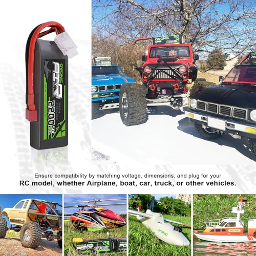 OVONIC 3S Lipo Battery 50C 2200mAh 11.1V Lipo Battery with Dean-Style T Connector for RC Airplane Quadcopter Helicopter FPV Drone - size: 2pcs