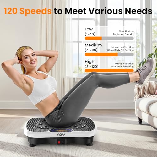 AXV Vibration Plate Exercise Machine Fitness Platform Body Vibrating Board - color: SLIM.WHITE