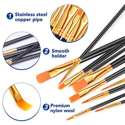 ESRICH 80PCS Paint Brushes, Paint Brush for Acrylic Painting - color: Black, size: 80