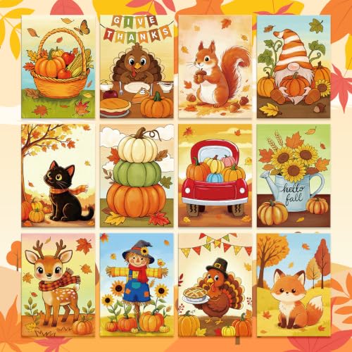Louise Maelys 12 Pack 5x7 Inch Fall Pre Drawn Canvas to Paint for Kids Art - color: Fall
