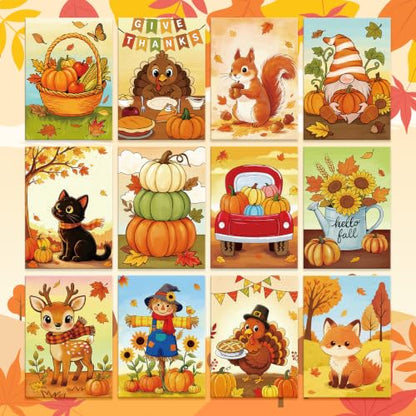 Louise Maelys 12 Pack 5x7 Inch Fall Pre Drawn Canvas to Paint for Kids Art - color: Fall