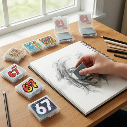 67 Theme Kneaded Erasers (8 Count), Moldable Putty Erasers in Individual Plastic Cases for Pencil, Charcoal & Graphite Drawing (Style 2) - style: Style 2