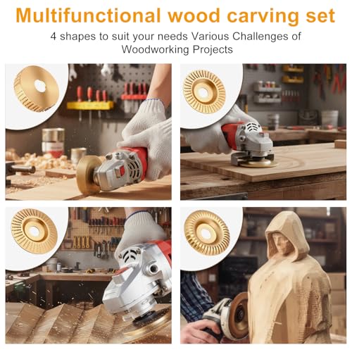 COMNICO Wood Carving Disc Set 14 Pcs 4" or 4 1/2" Angle Grinder Attachments - style: Style A