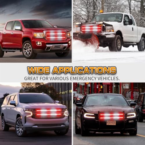XRIDONSEN 2 Pack 30 inch Grill Emergency Lights Red White Strobe Lights - color: Red/White