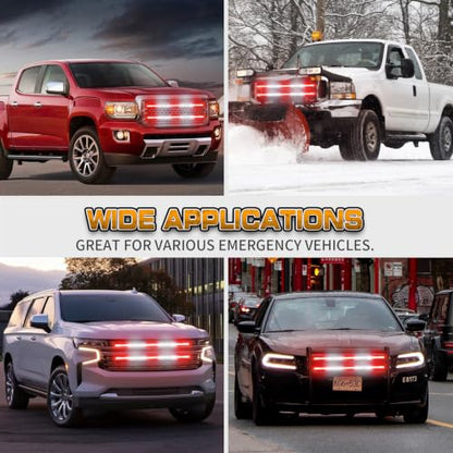 XRIDONSEN 2 Pack 30 inch Grill Emergency Lights Red White Strobe Lights - color: Red/White