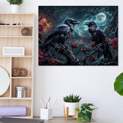 Halloween Crow Paint by Numbers Kit for Adults Beginner (Without Frame) - color: YH05001