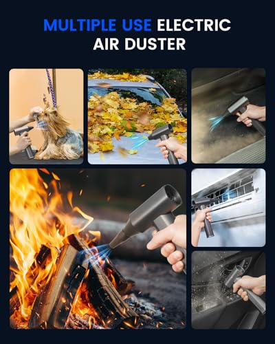 Compressed Air Duster,130000RPM Lightweight Blower for PC Keyboard, Car - color: Dark GRAY