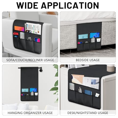 Remote Control Holder for Armchair Caddy, Remote Holder with 5 Pockets - color: Black, size: 35"x18"