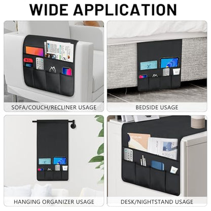 Remote Control Holder for Armchair Caddy, Remote Holder with 5 Pockets - color: Black, size: 35"x18"
