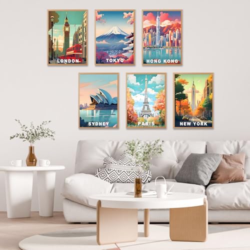6 Pack Paint by Numbers Kit for Adults, Cityscape Canvas Painting Set - color: Landscape-1