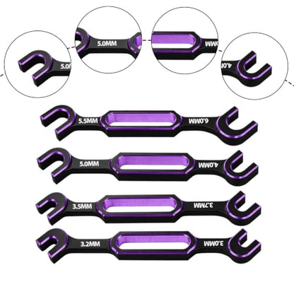 RC Car Turnbuckle Wrenches 3.0/3.2/3.5/3.7/4.0/5.0/5.5/6.0mm, 4PCS Purple - color: Purple