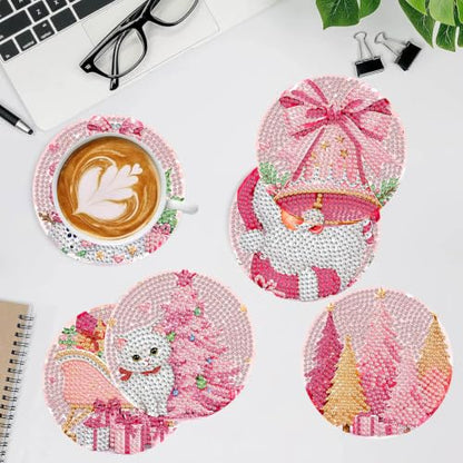 XUCNWL 8 PCS Diamond Art Coasters Christmas with Holder, 4X4 Inch - color: Christmas-3