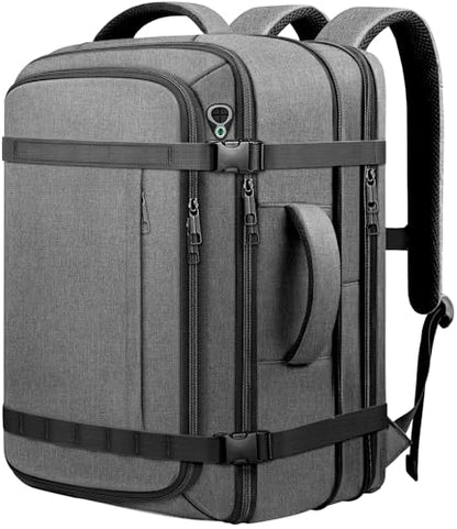 Carry On Backpack,Expandable Large 1-7DAYS Capacity Travel Backpack,Grey - color: Grey, size: 18.4inch (22"x14"x5.5")