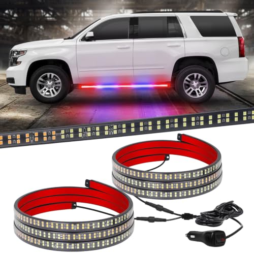 XRIDONSEN 2PCS 60 inch Strobe Lights Strip 720 LED Running Board Lights - color: Red/Blue