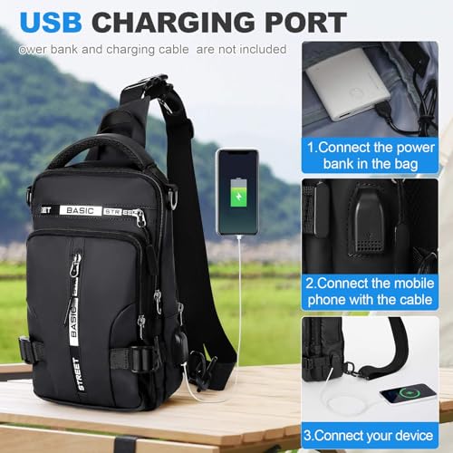 Small Black Sling Bag, Anti-Theft Motorcycle Backpack, One Strap Chest Bag - color: A1-black-small
