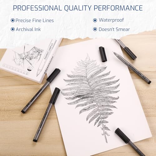 Matthiola Precision Black Micro Pen - Waterproof Archival ink, For Multiliner - Sketching, Anime, Illustration, Technical Drawing, Office Documents&Scrapbooking, 10Pcs/Set